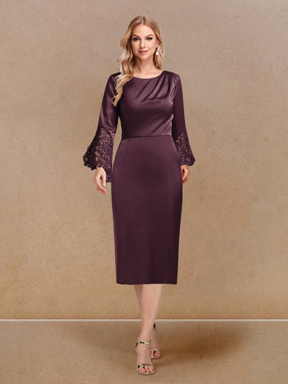 Sheath/Column Scoop Long Sleeves Evening Dresses with Appliques