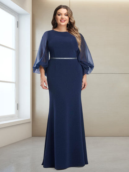 Trumpet/Mermaid Scoop 3/4 Sleeves Floor-Length Plus Size Mother of the Bride Dresses