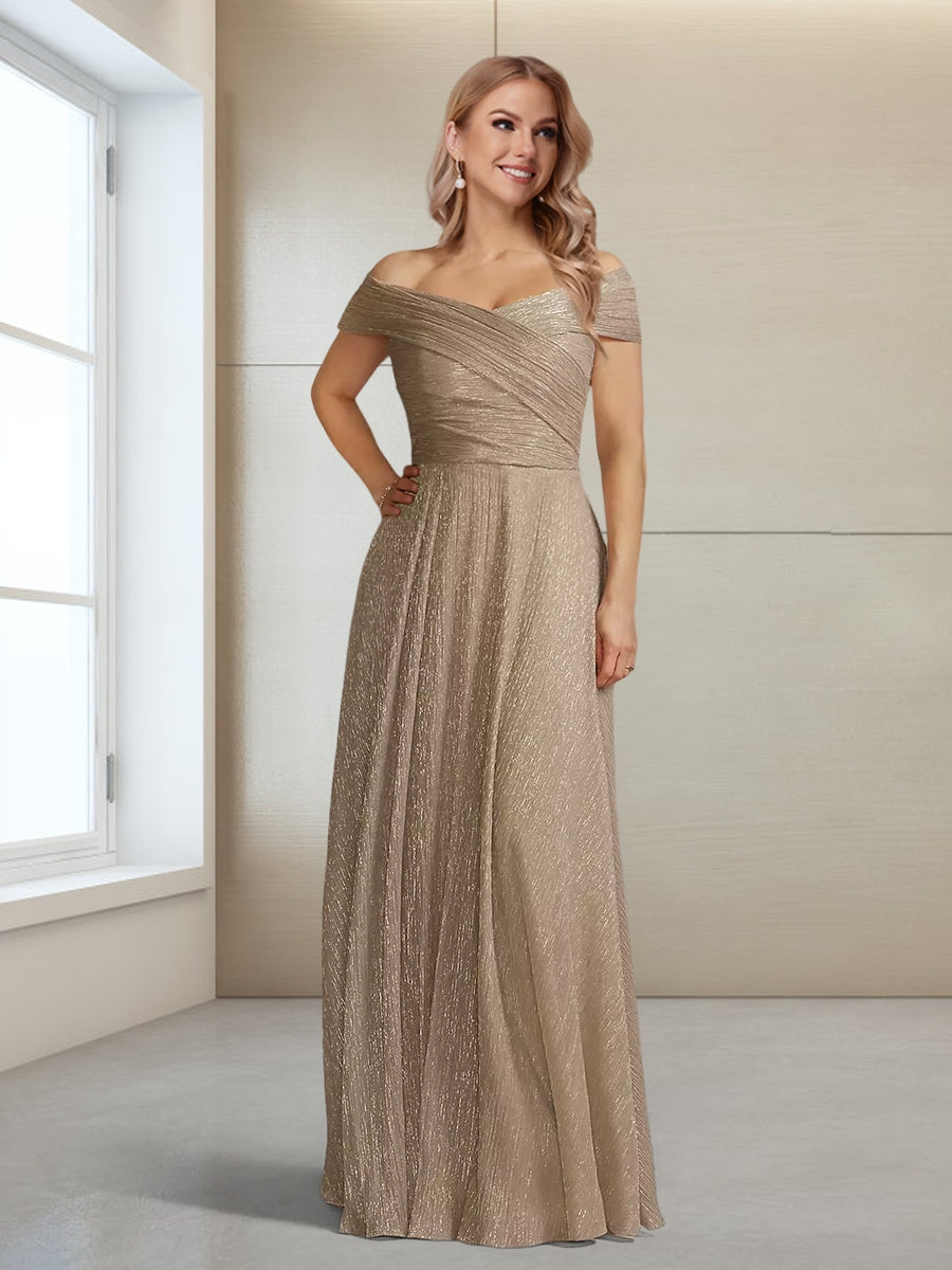 A-Line/Princess Off-the-Shoulder Sleeveless Floor-Length Ruched Mother of the Bride Dresses