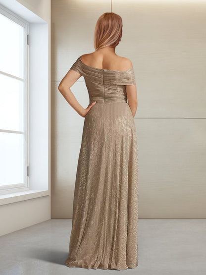 A-Line/Princess Off-the-Shoulder Sleeveless Floor-Length Ruched Mother of the Bride Dresses