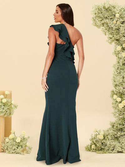 Trumpet/Mermaid One-Shoulder Sleeveless Floor-Length Bridesmaid Dresses With Ruffled