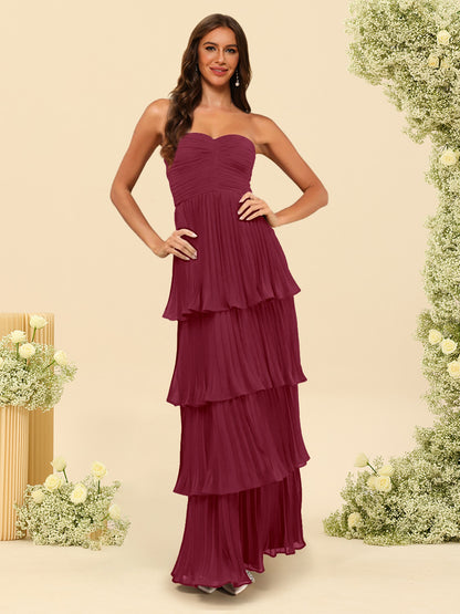 A-Line/Princess Strapless Floor-Length Bridesmaid Dresses With Ruffles