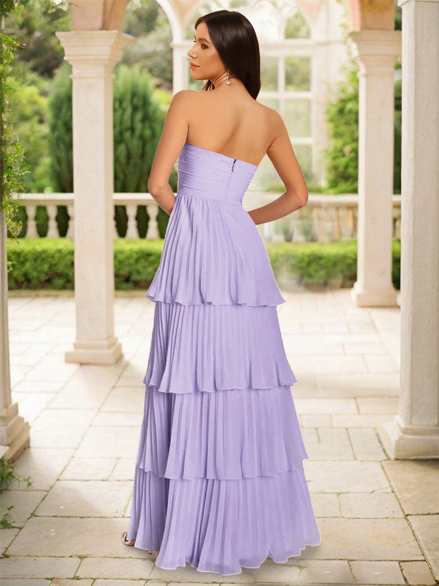 A-Line/Princess Strapless Floor-Length Bridesmaid Dresses With Ruffles