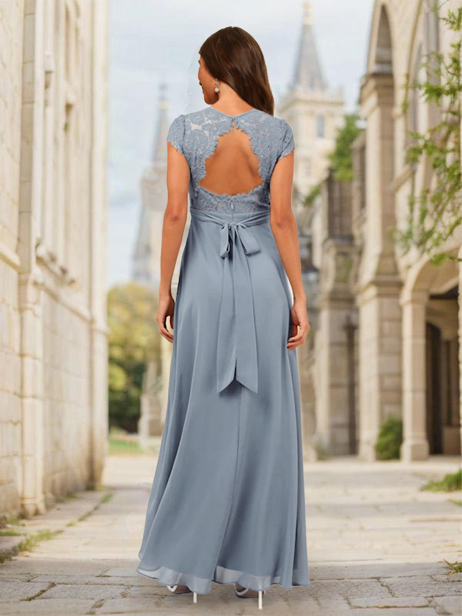 A-Line/Princess V-Neck Floor-Length Bridesmaid Dresses With Split Side