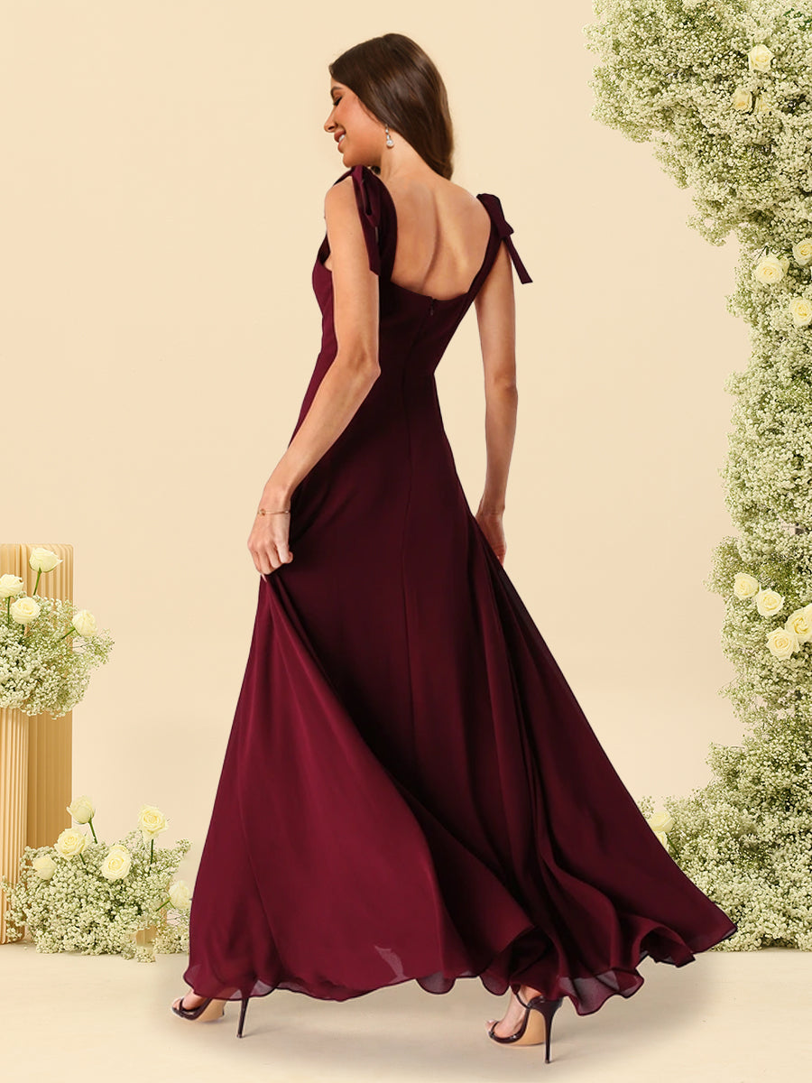 A-Line/Princess Spaghetti Straps Floor-Length Bridesmaid Dresses With Split Side