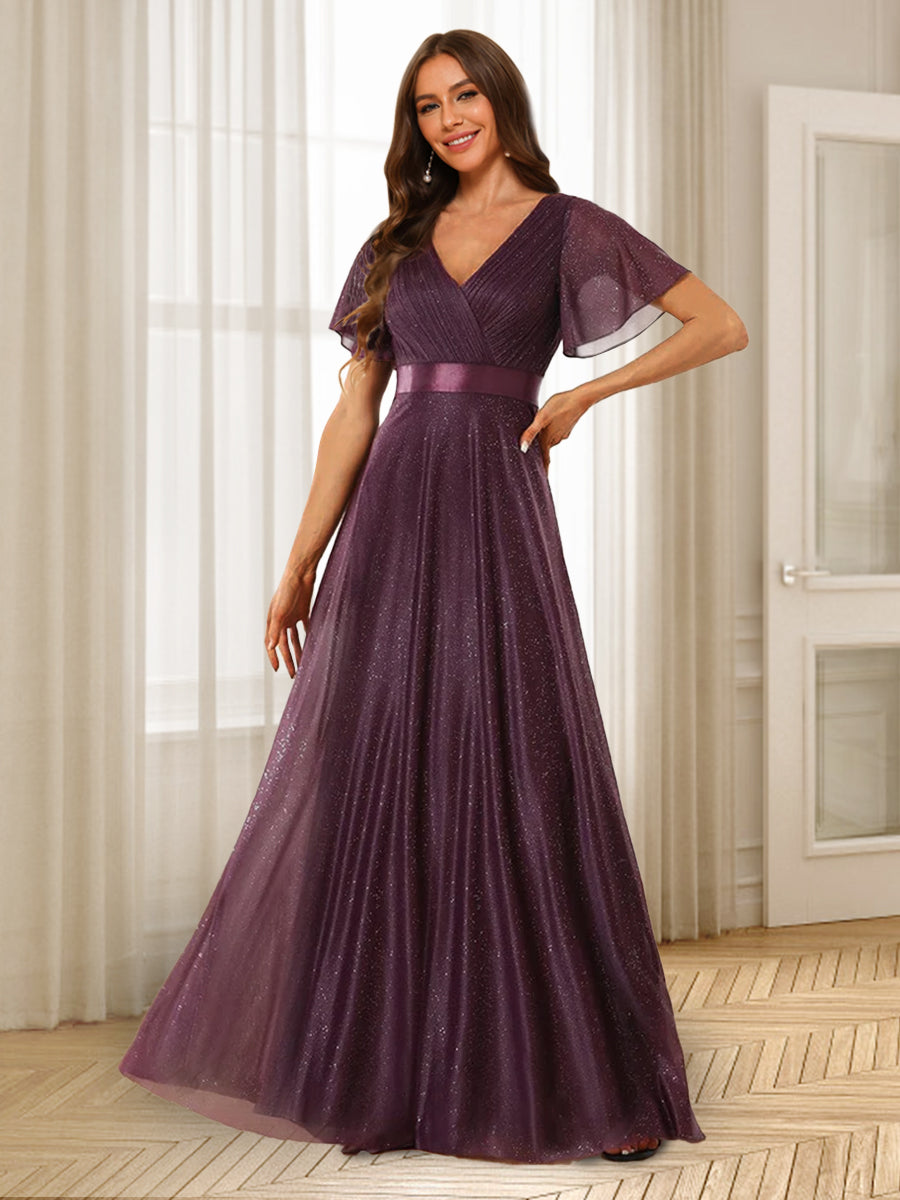 A-Line/Princess V-Neck Floor-Length Ruffles Bridesmaid Dresses