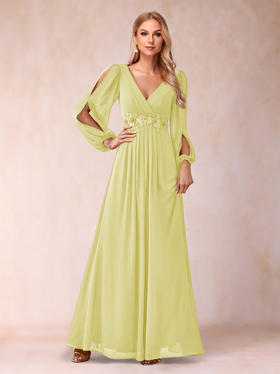 A-Line/Princess V-Neck Floor-Length Mother of the Bride Dresses With Ruffles