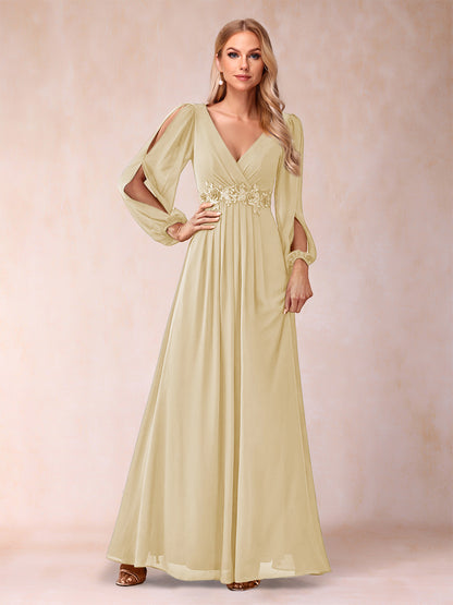 A-Line/Princess V-Neck Floor-Length Mother of the Bride Dresses With Ruffles