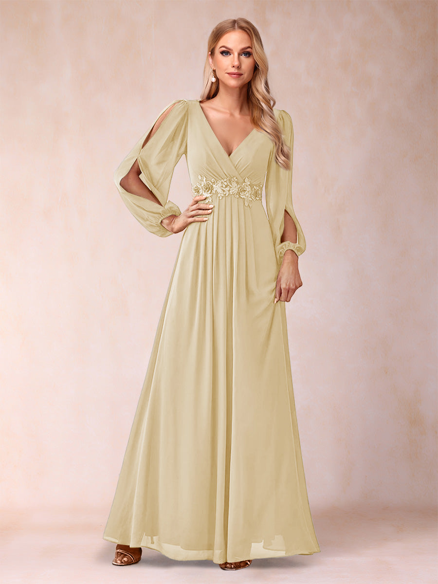 A-Line/Princess V-Neck Floor-Length Mother of the Bride Dresses With Ruffles