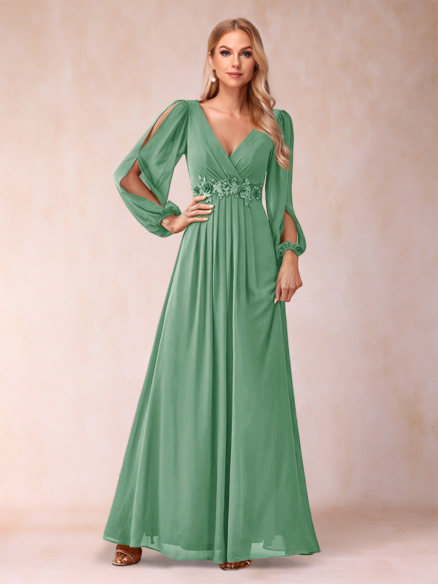 A-Line/Princess V-Neck Floor-Length Mother of the Bride Dresses With Ruffles