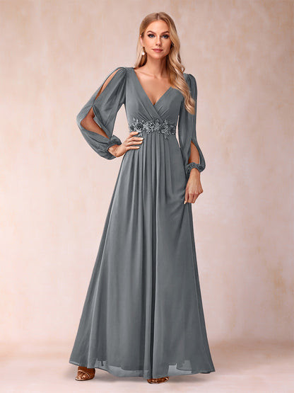 A-Line/Princess V-Neck Floor-Length Mother of the Bride Dresses With Ruffles