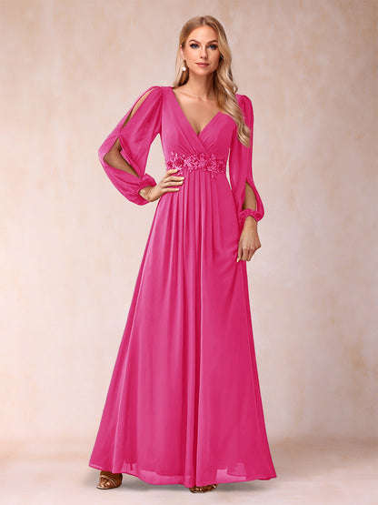 A-Line/Princess V-Neck Floor-Length Mother of the Bride Dresses With Ruffles