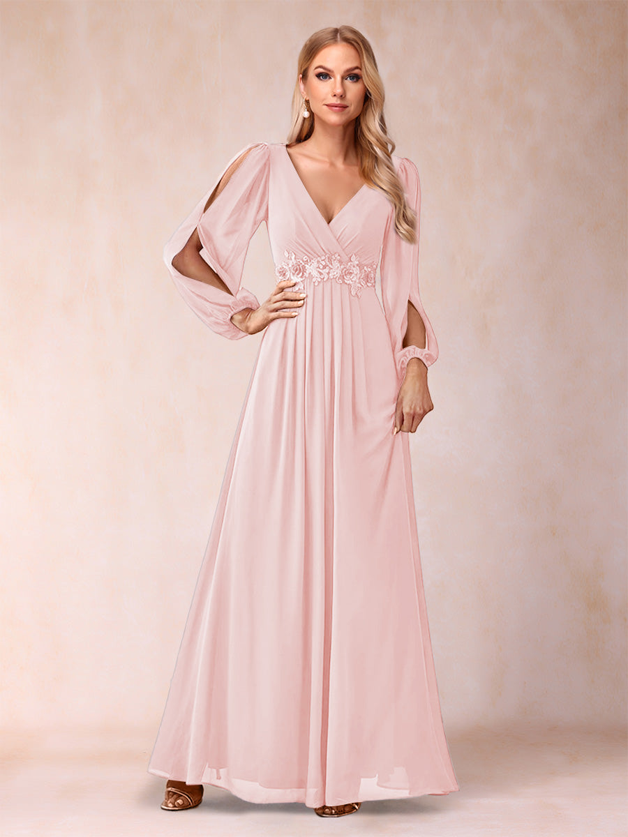 A-Line/Princess V-Neck Floor-Length Mother of the Bride Dresses With Ruffles