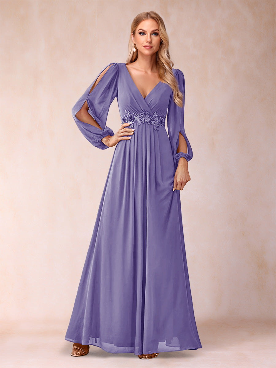 A-Line/Princess V-Neck Floor-Length Mother of the Bride Dresses With Ruffles