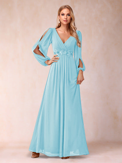 A-Line/Princess V-Neck Floor-Length Mother of the Bride Dresses With Ruffles