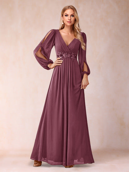 A-Line/Princess V-Neck Floor-Length Mother of the Bride Dresses With Ruffles