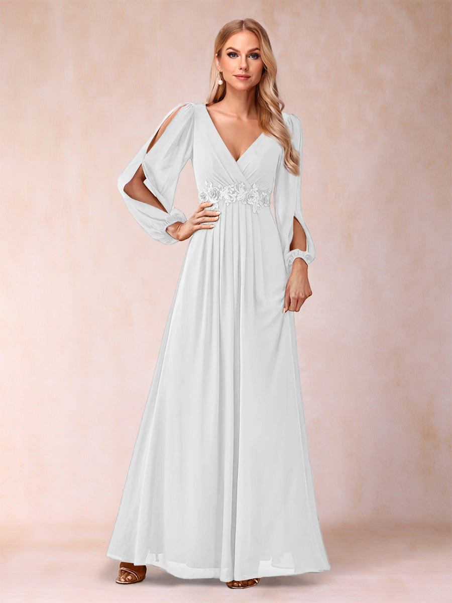 A-Line/Princess V-Neck Floor-Length Mother of the Bride Dresses With Ruffles