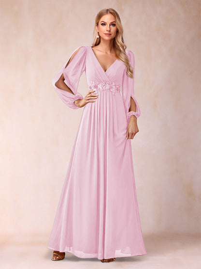 A-Line/Princess V-Neck Floor-Length Mother of the Bride Dresses With Ruffles