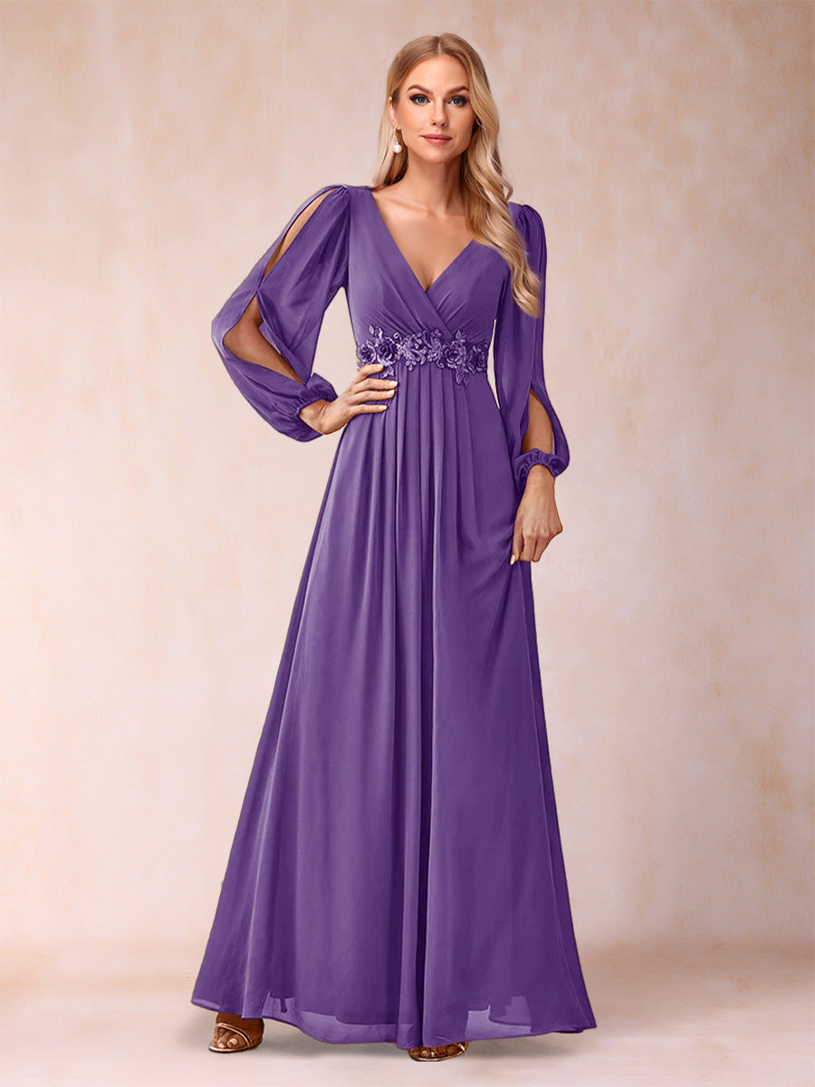 A-Line/Princess V-Neck Floor-Length Mother of the Bride Dresses With Ruffles