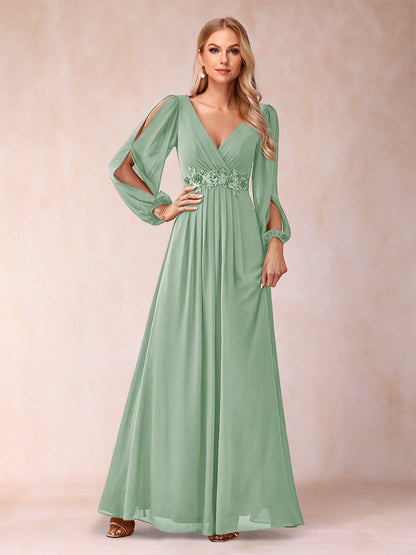 A-Line/Princess V-Neck Floor-Length Mother of the Bride Dresses With Ruffles