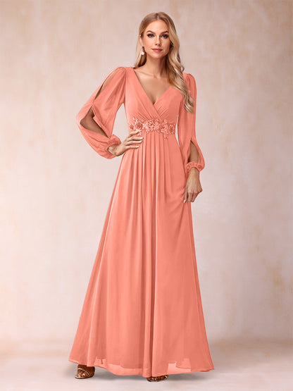 A-Line/Princess V-Neck Floor-Length Mother of the Bride Dresses With Ruffles