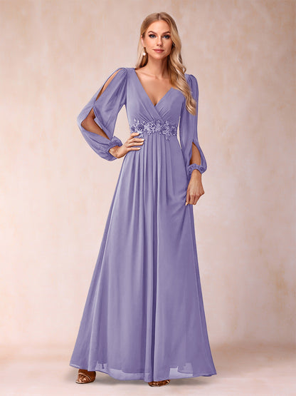 A-Line/Princess V-Neck Floor-Length Mother of the Bride Dresses With Ruffles