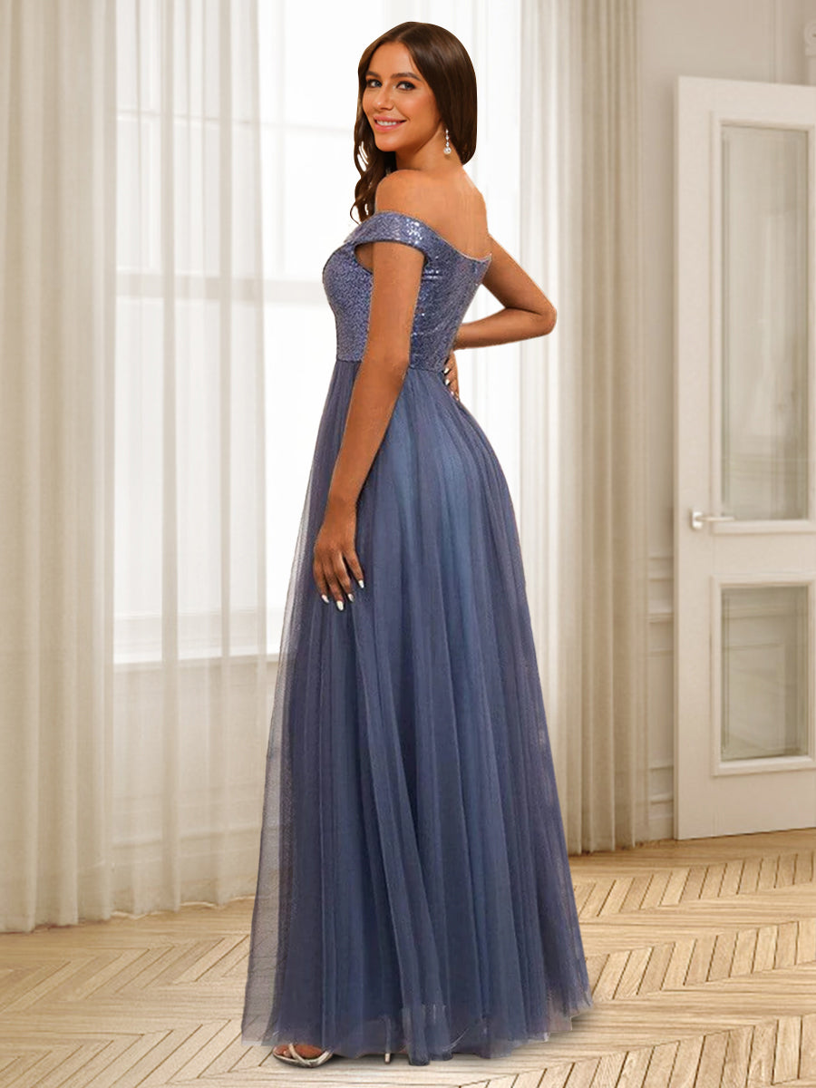 A-Line/Princess Off-the-Shoulder Floor-Length Bridesmaid Dresses