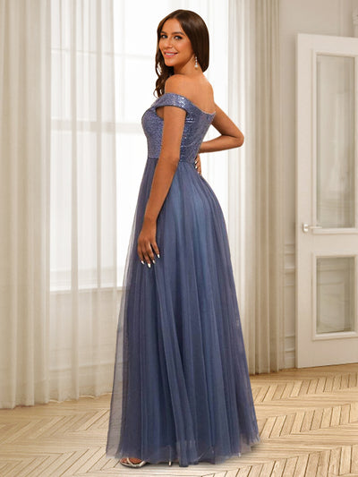 A-Line/Princess Off-the-Shoulder Floor-Length Bridesmaid Dresses