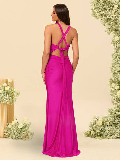 Trumpet/Mermaid Criss Cross Floor-Length Bridesmaid Dresses