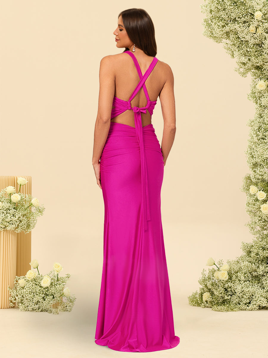 Trumpet/Mermaid Criss Cross Floor-Length Bridesmaid Dresses