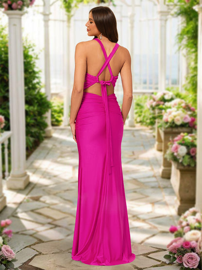 Trumpet/Mermaid Criss Cross Floor-Length Bridesmaid Dresses