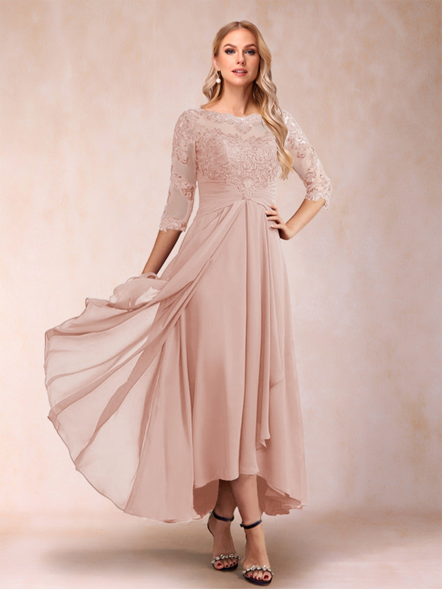 A-Line/Princess Asymmetrical 3/4 Sleeves Sweetheart Mother of the Bride Dresses