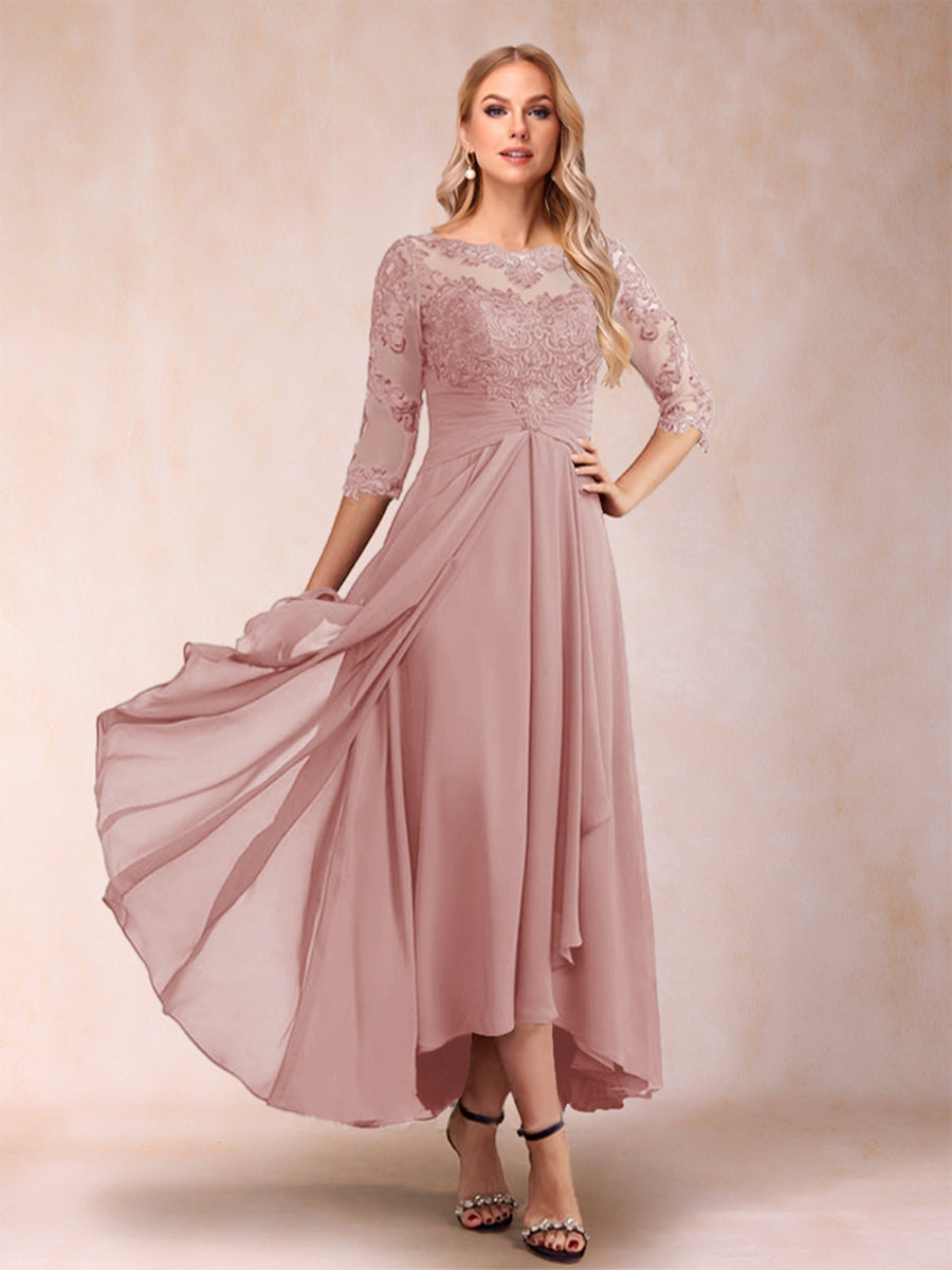 A-Line/Princess Asymmetrical 3/4 Sleeves Sweetheart Mother of the Bride Dresses