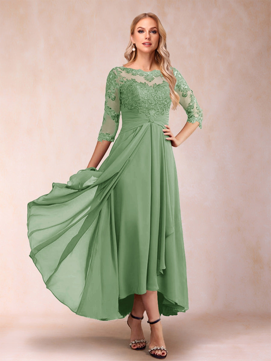 A-Line/Princess Asymmetrical 3/4 Sleeves Sweetheart Mother of the Bride Dresses