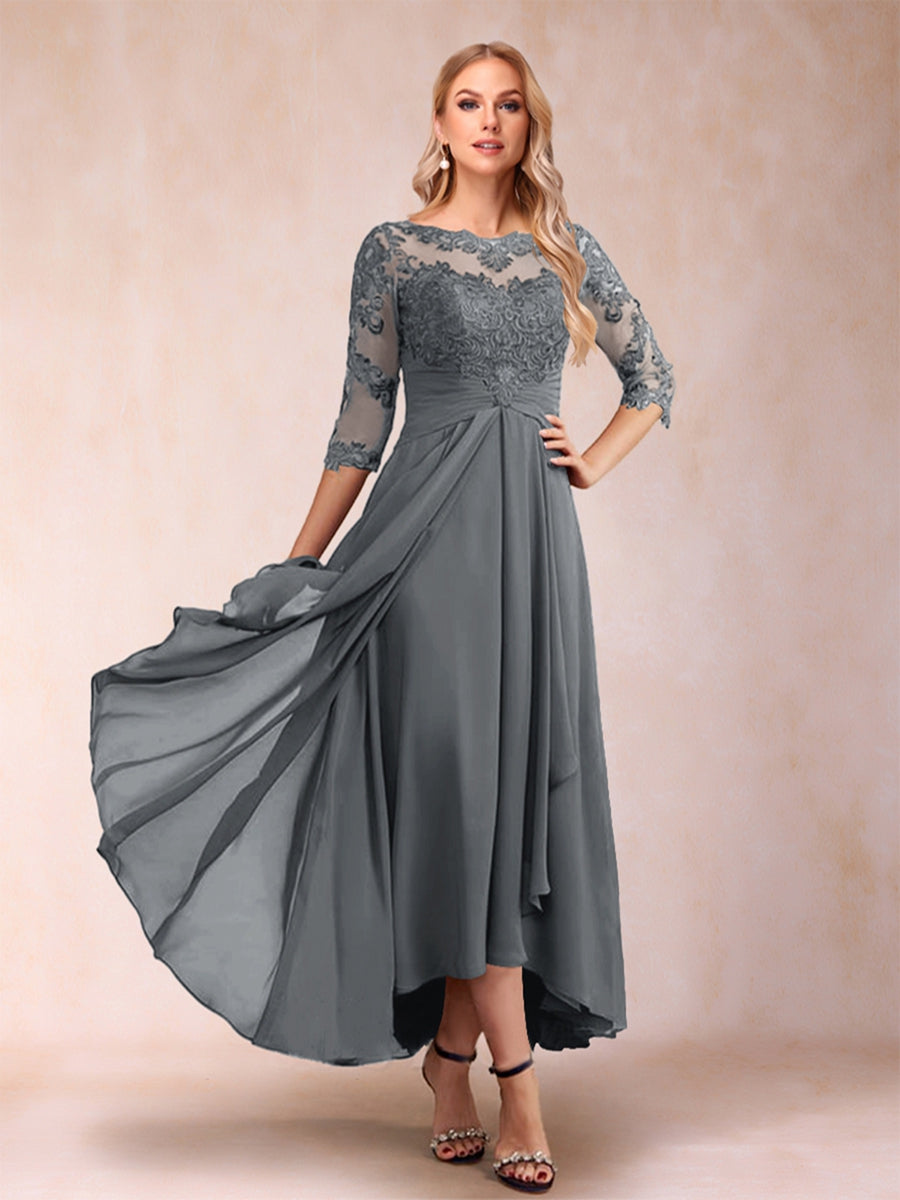 A-Line/Princess Asymmetrical 3/4 Sleeves Sweetheart Mother of the Bride Dresses