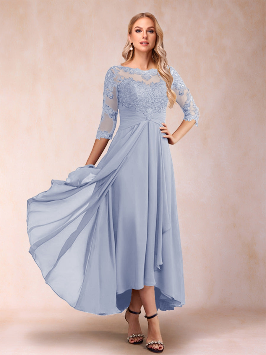 A-Line/Princess Asymmetrical 3/4 Sleeves Sweetheart Mother of the Bride Dresses