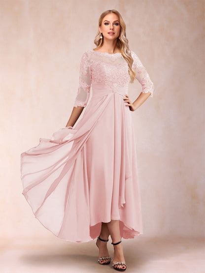 A-Line/Princess Asymmetrical 3/4 Sleeves Sweetheart Mother of the Bride Dresses