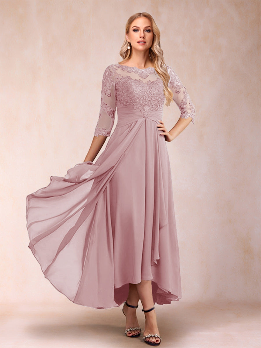 A-Line/Princess Asymmetrical 3/4 Sleeves Sweetheart Mother of the Bride Dresses