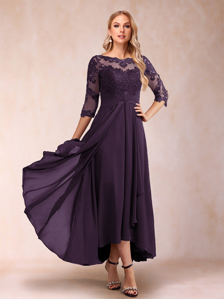 A-Line/Princess Asymmetrical 3/4 Sleeves Sweetheart Mother of the Bride Dresses