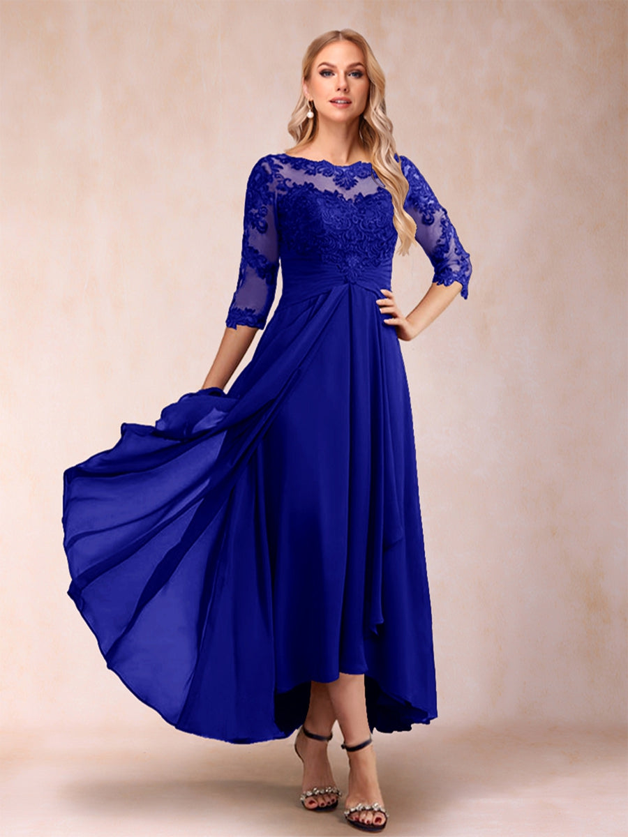 A-Line/Princess Asymmetrical 3/4 Sleeves Sweetheart Mother of the Bride Dresses