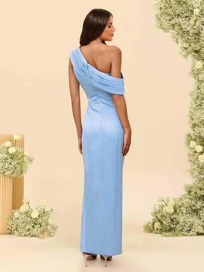 Sheath/Column One-Shoulder Sleeveless Bridesmaid Dresses With Split Side