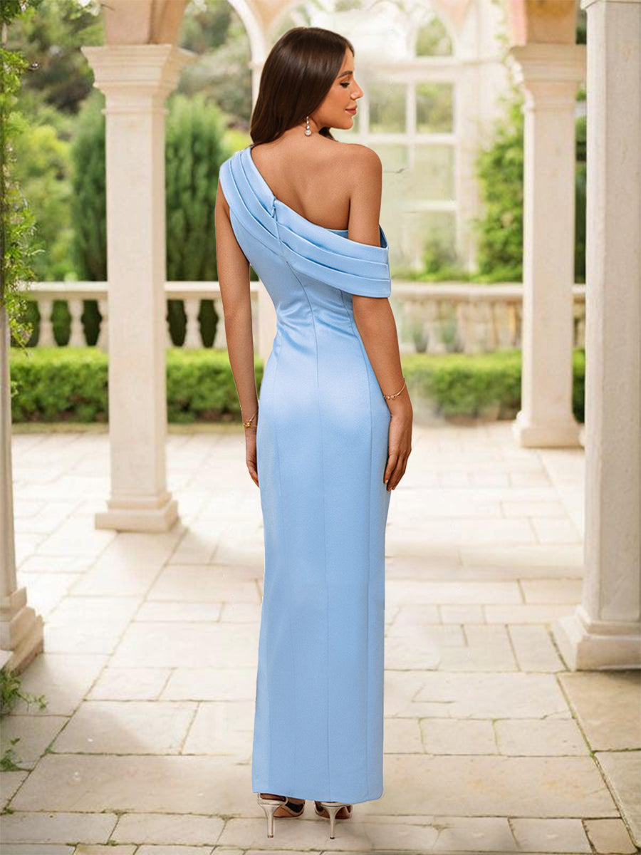 Sheath/Column One-Shoulder Sleeveless Bridesmaid Dresses With Split Side