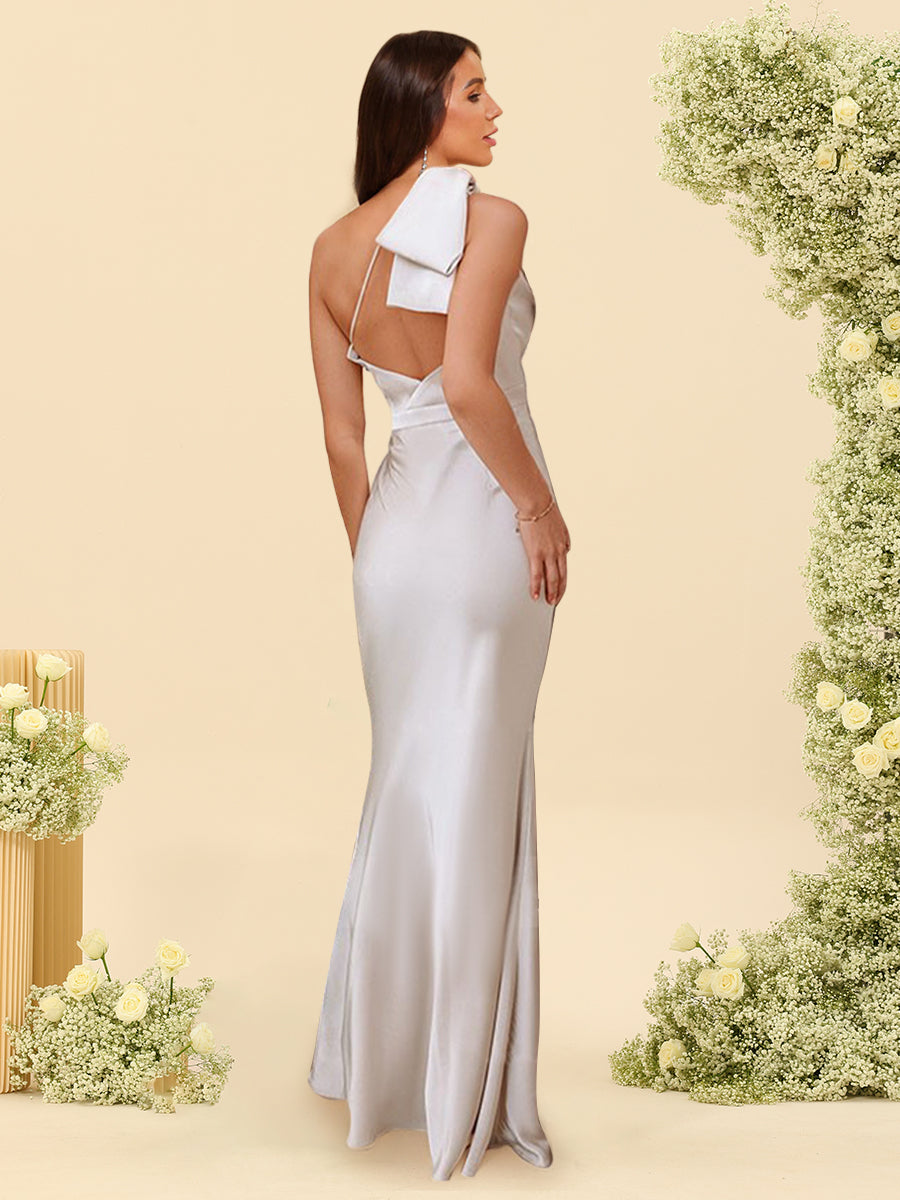 Trumpet/Mermaid One-Shoulder Sleeveless Ribbon Bridesmaid Dresses