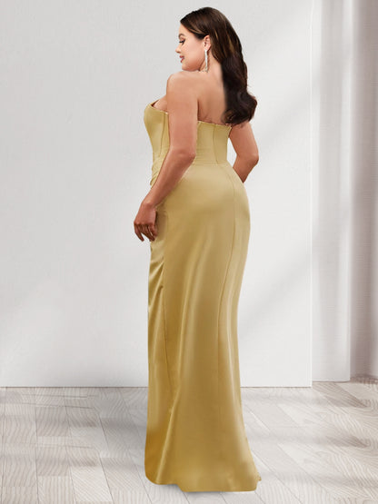 Sheath/Column Sweetheart Sleeveless Plus Size Bridesmaid Dresses with Split Side