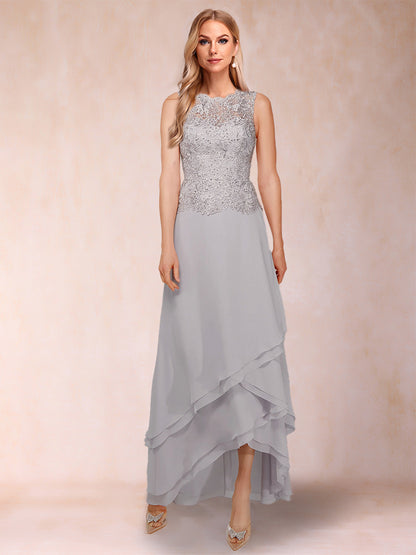 A-Line/Princess Scoop Chiffon Mother of the Bride Dresses with Jacket & Appliques