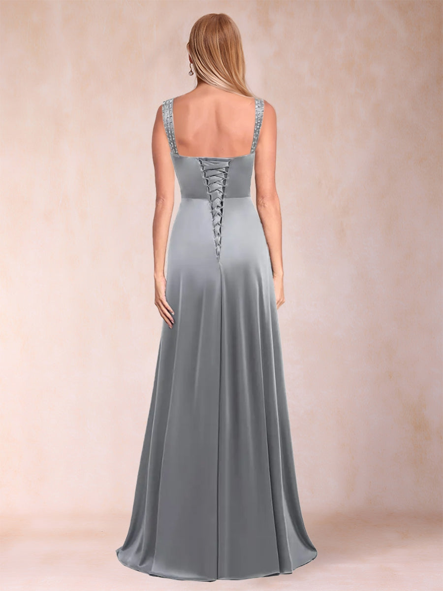 A-Line/Princess V-Neck Sleeveless Ruched Evening Dresses with Delicate Rhinestone