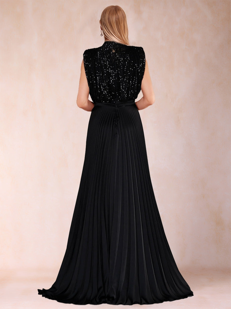 A-Line/Princess High Neck Sleeveless Mother of the Bride Dresses with Sequins & Ruffles