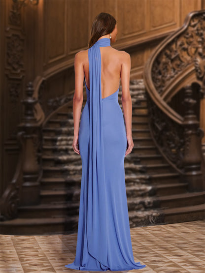 Sheath/Column One Shoulder Scarf Wrap Long Evening Dresses