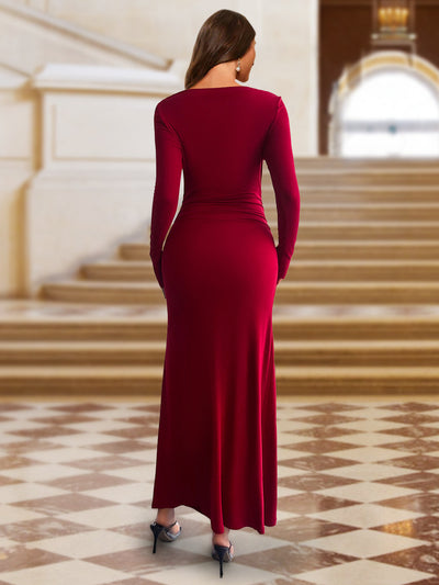 Sheath/Column Boat Neck Long Sleeves Slim Fit Evening Dresses