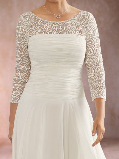 A-Line/Princess Scoop 3/4 Sleeves Mother of the Bride Dresses with Applique